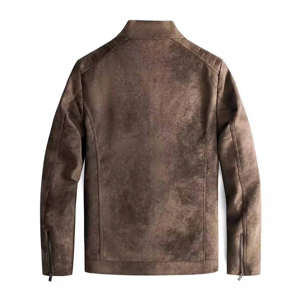 Elegante fleece gevoerde leren jas