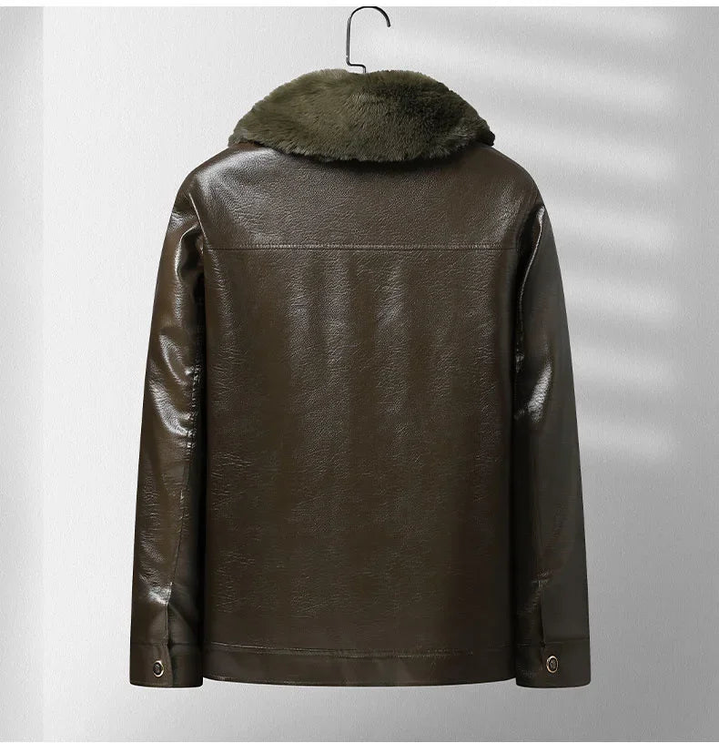 Verdikte Fleece Leren Jas