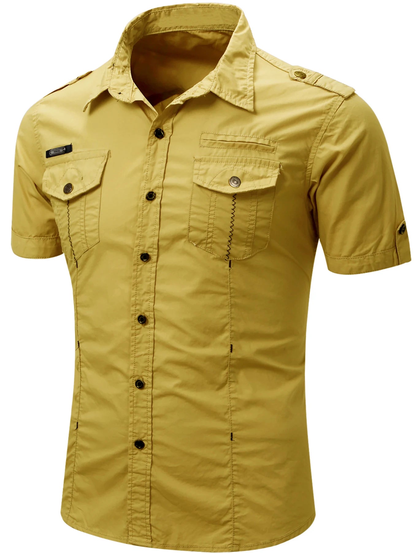 Katoenen Cargo Shirt met Korte Mouwen