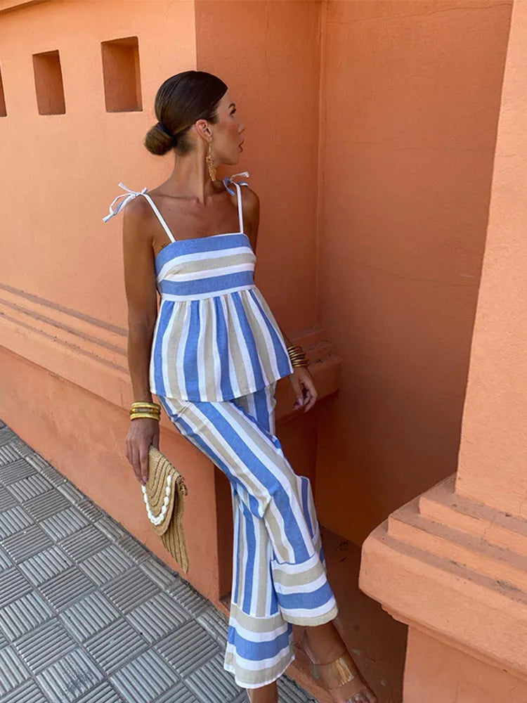 Lila - Bedrukte broekenset zomeroutfit