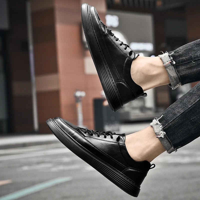 Elegante leren schoenen met dikke zolen