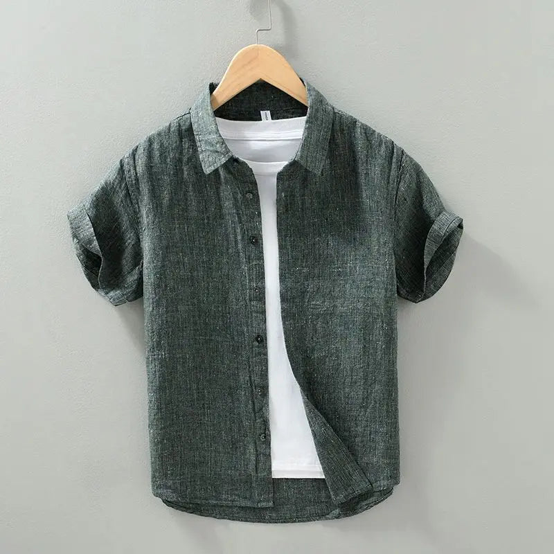 Linnen shirt met korte mouwen