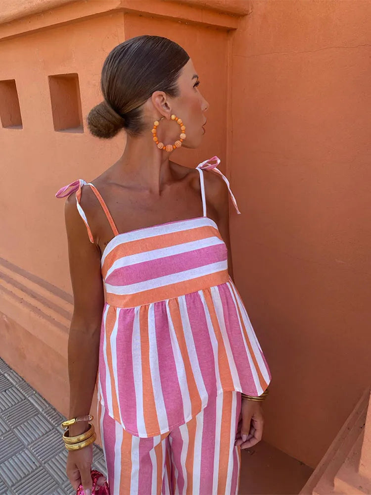 Lila - Bedrukte broekenset zomeroutfit