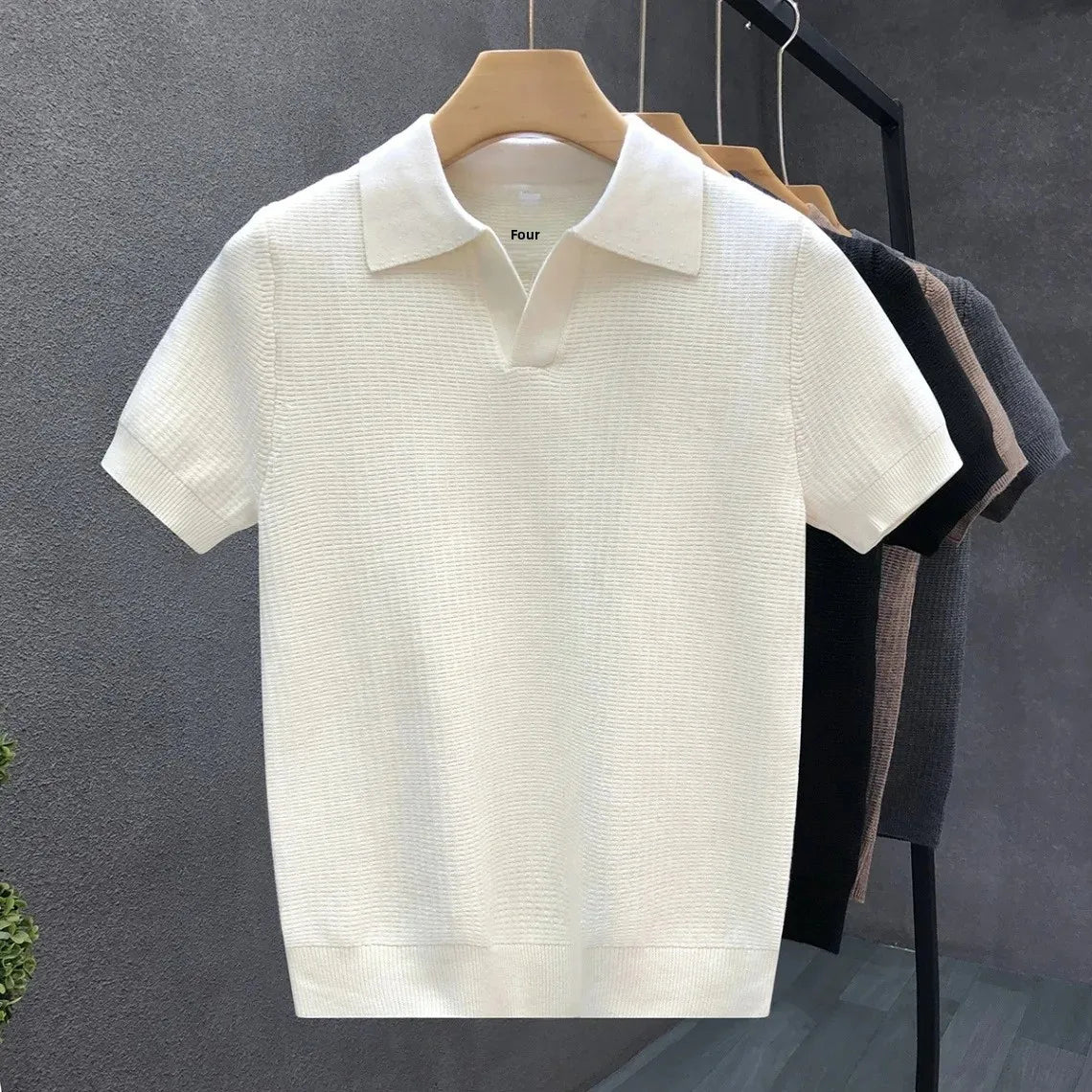 Ademend gebreid poloshirt