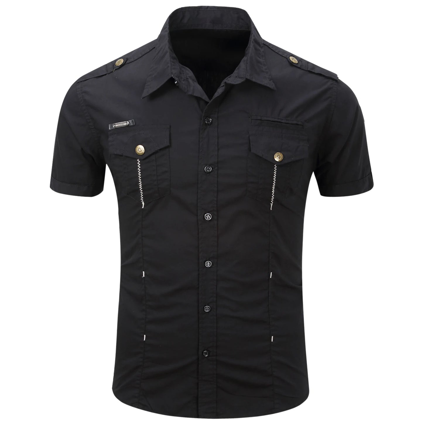 Katoenen Cargo Shirt met Korte Mouwen