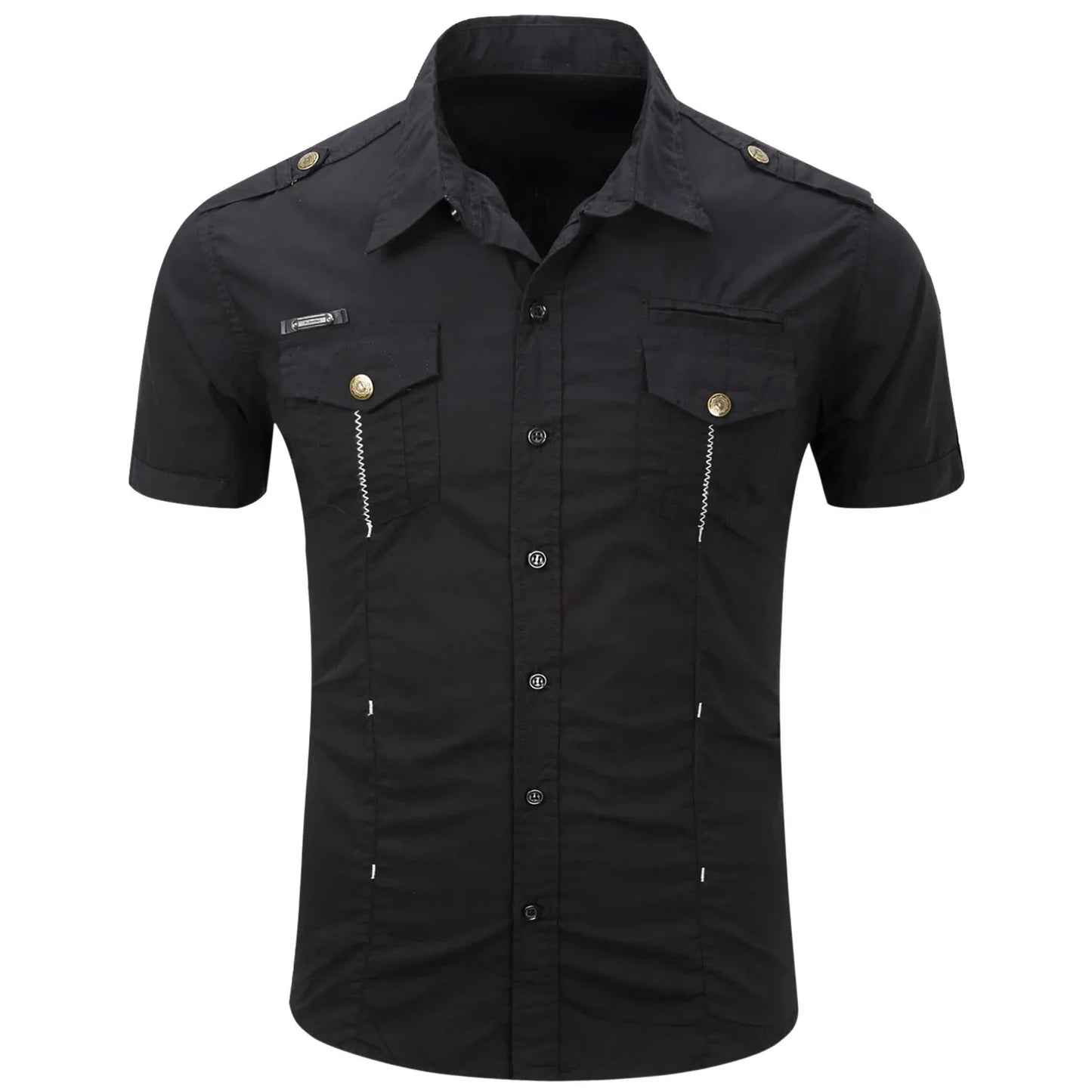 Katoenen Cargo Shirt met Korte Mouwen