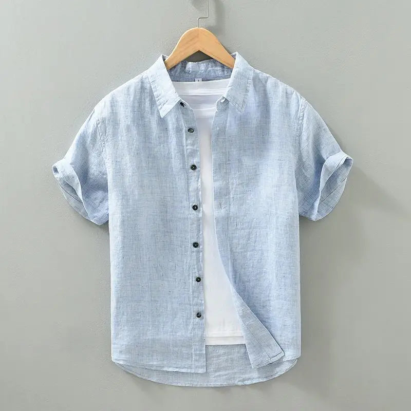 Linnen shirt met korte mouwen
