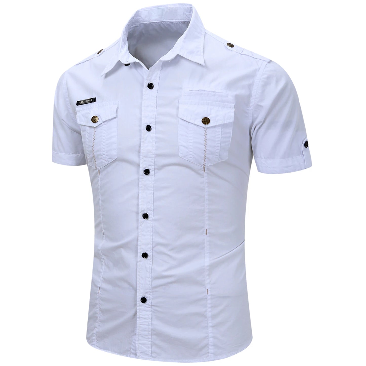 Katoenen Cargo Shirt met Korte Mouwen
