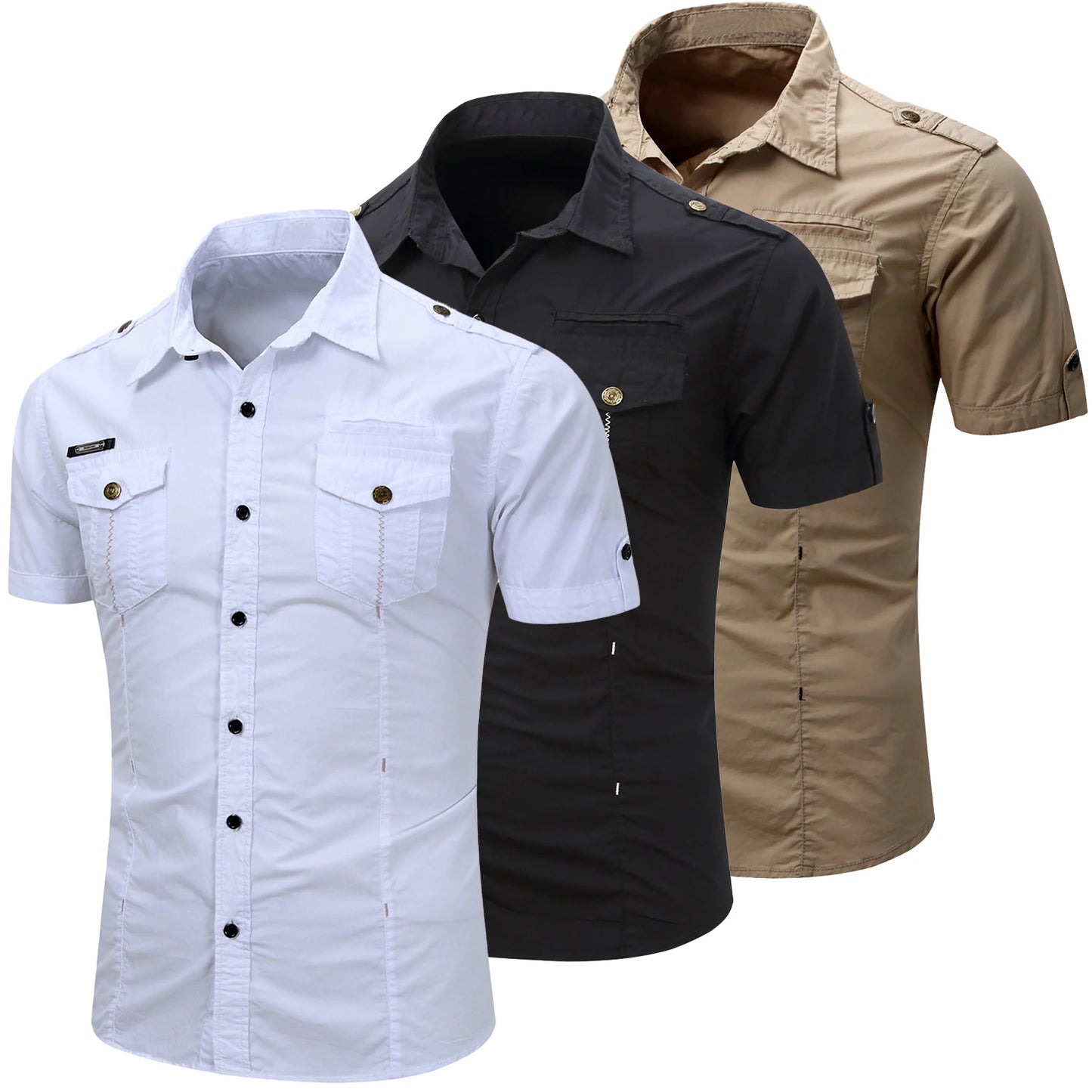 Katoenen Cargo Shirt met Korte Mouwen