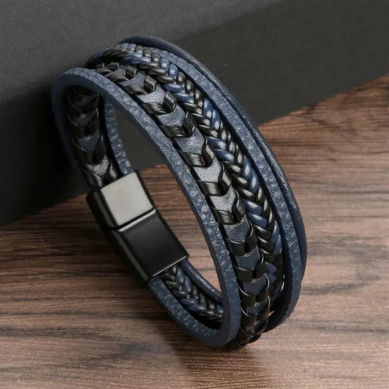 Klassieke leren herenarmband