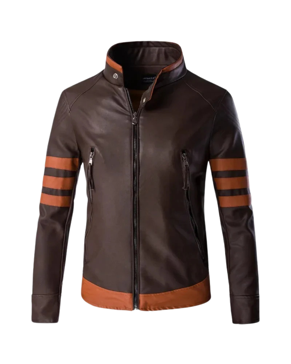 Elegante gestreepte leren jas