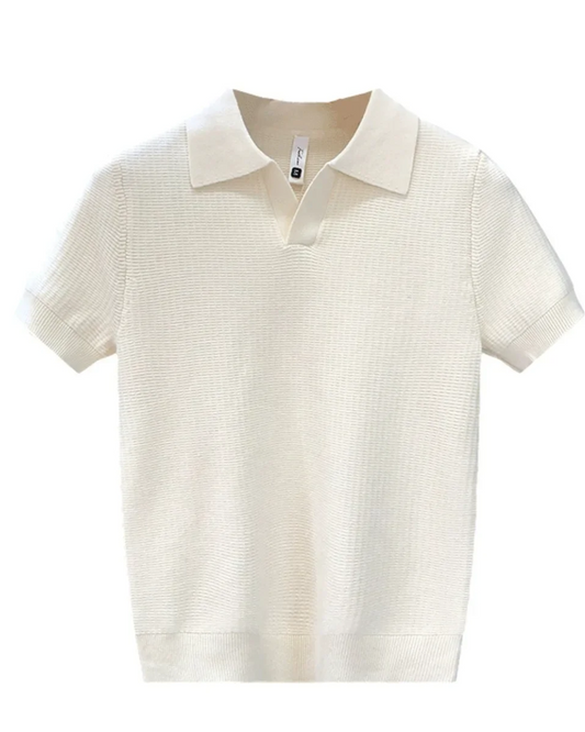 Ademend gebreid poloshirt