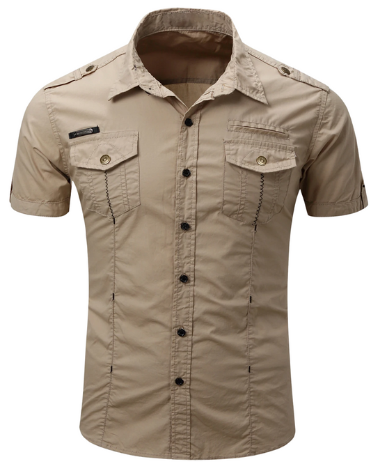 Katoenen Cargo Shirt met Korte Mouwen