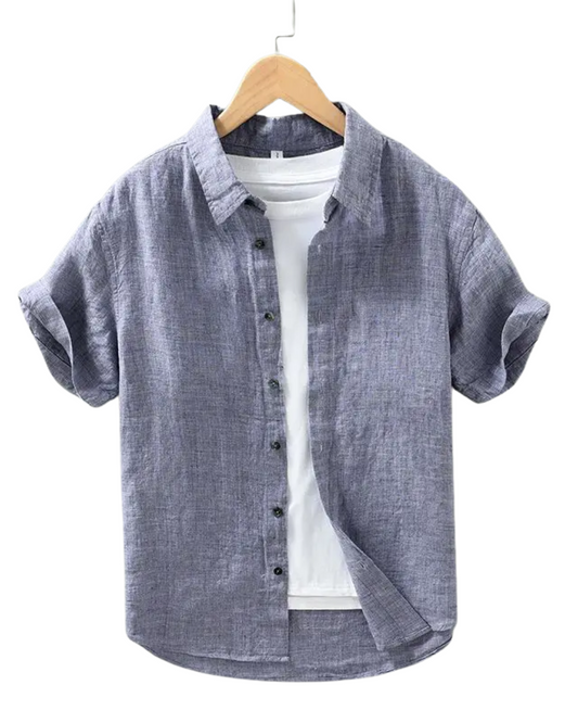 Linnen shirt met korte mouwen