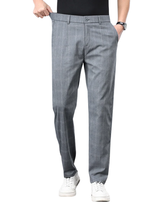 Geruite stretch broek