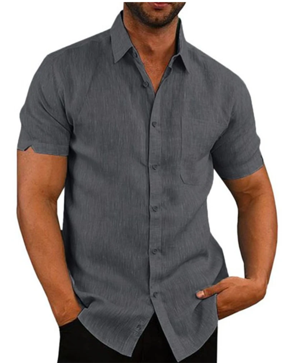 Katoenen linnen shirt met korte mouwen
