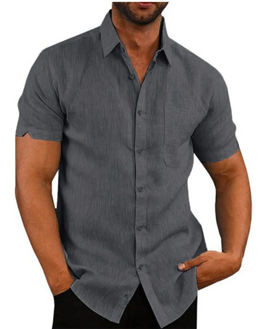 Katoenen linnen shirt met korte mouwen
