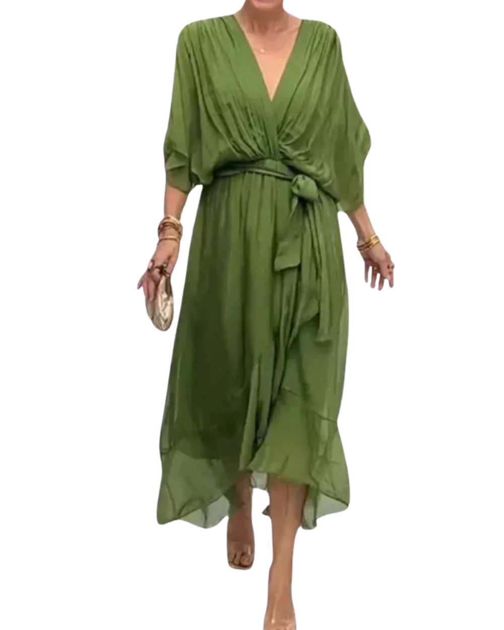 Zijden chiffon jurk met V-halslijn