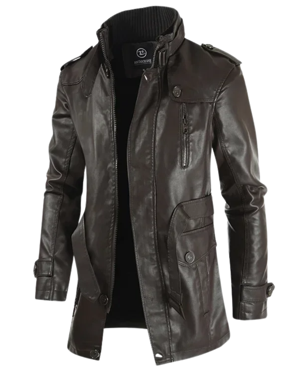 Elegante lange leren bikerjas