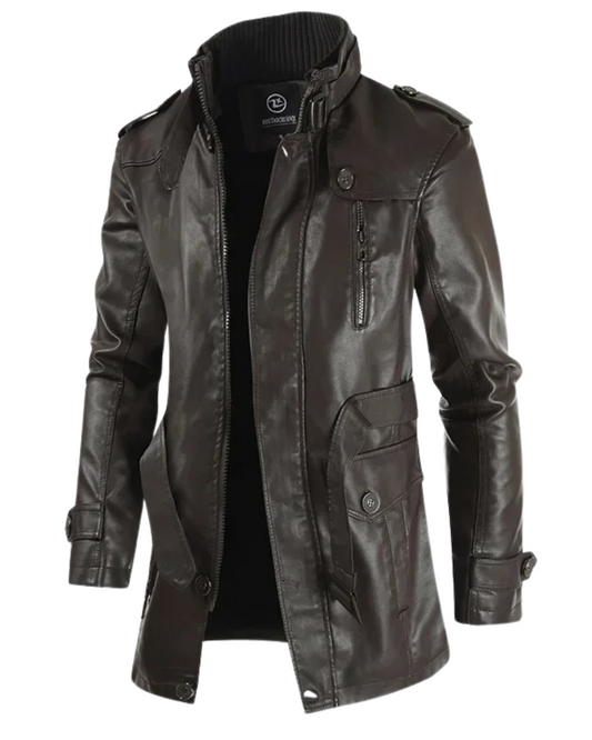 Elegante lange leren bikerjas