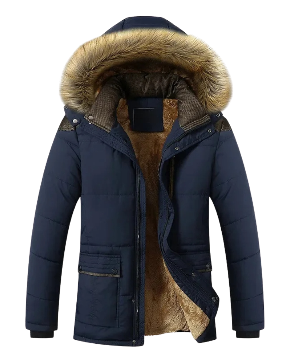 Elegante gewatteerde fleece winterjas