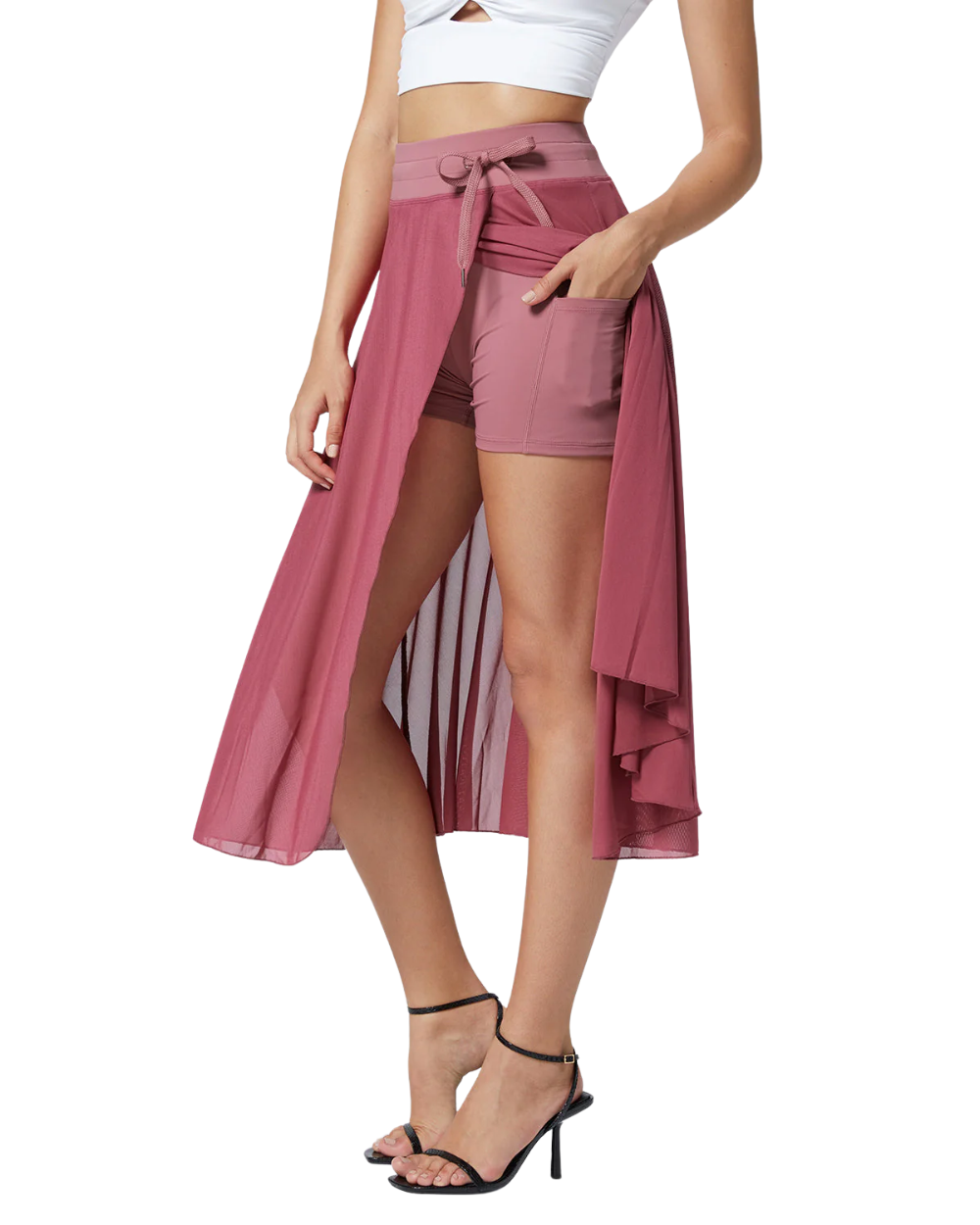2-in-1 rok met hoge taille