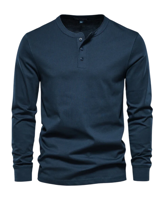 Elegante katoenen Henley met lange mouwen