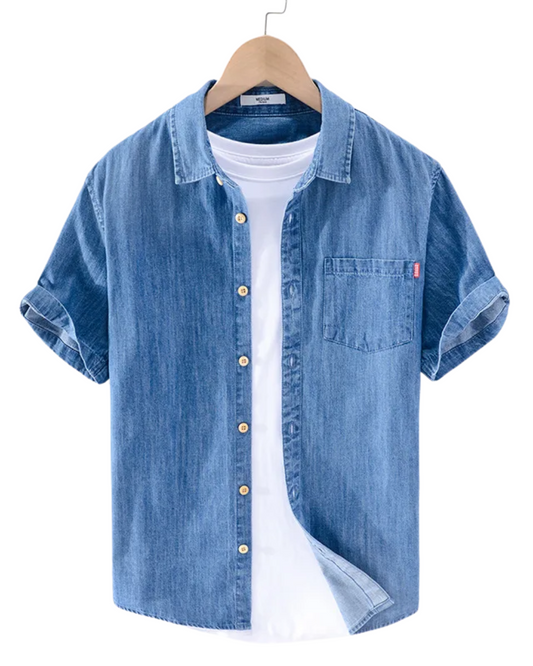 Denim shirt met korte mouwen