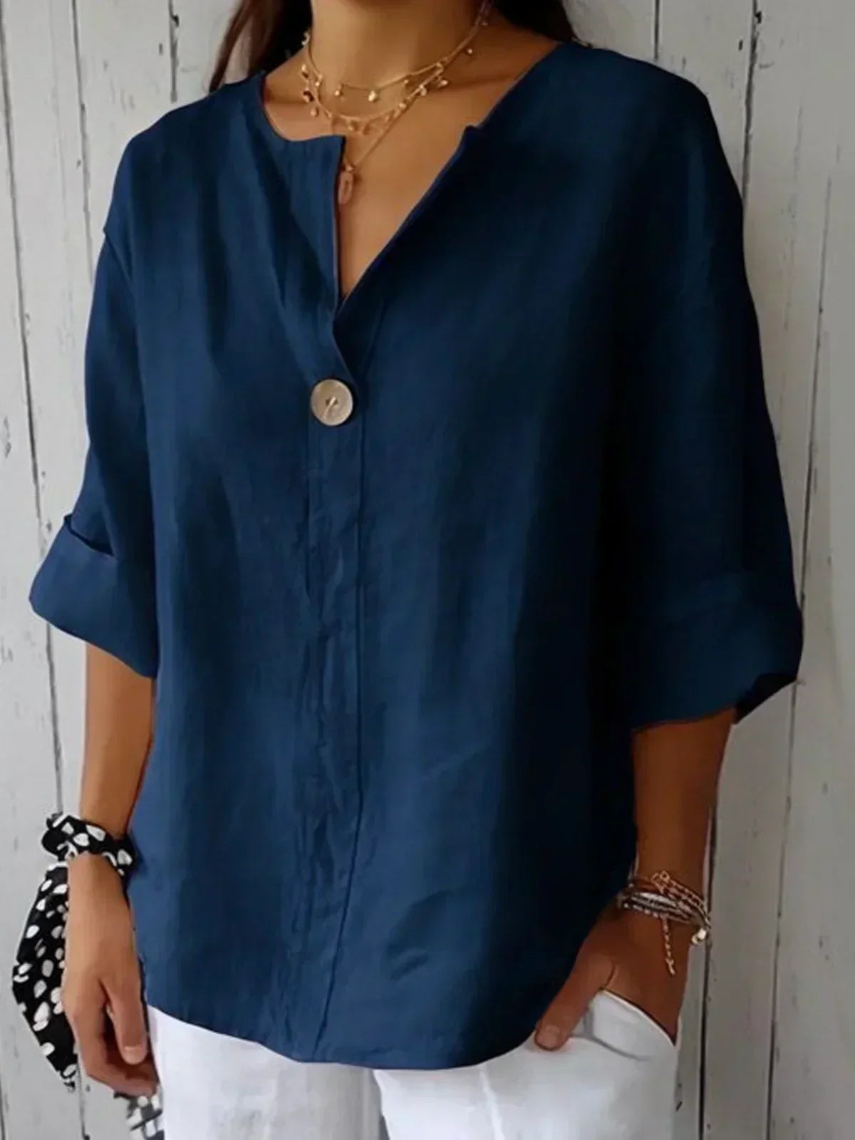 Blouse met lange V-hals