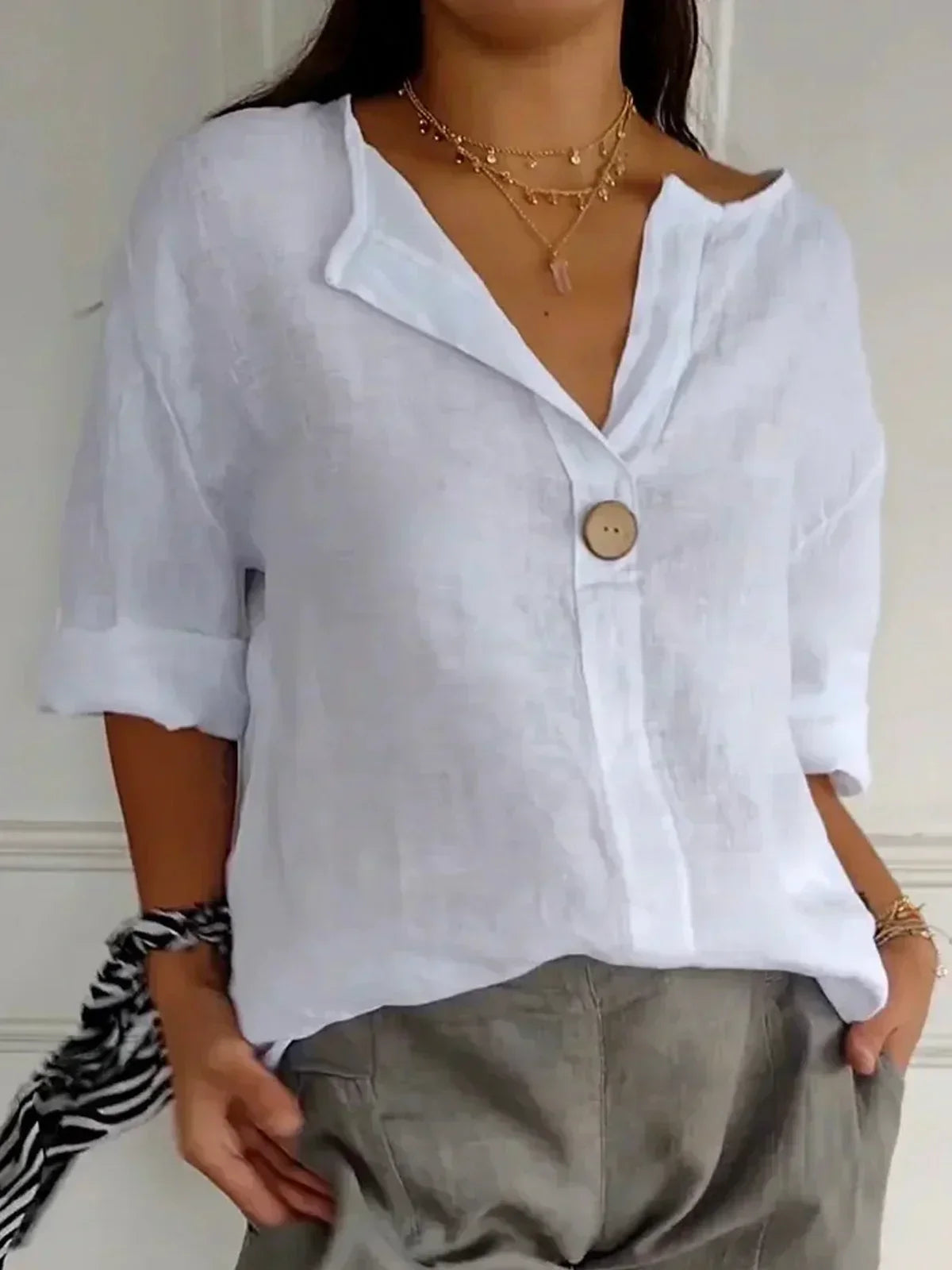 Blouse met lange V-hals