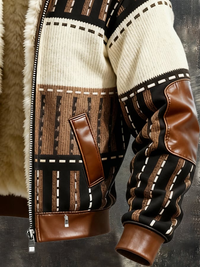 Retro fleece gevoerde jas