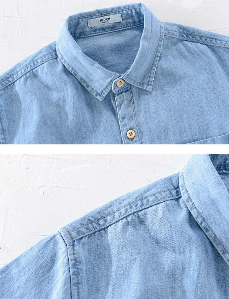 Denim shirt met korte mouwen
