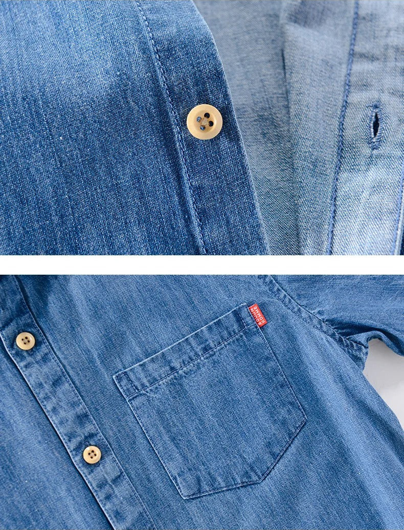 Denim shirt met korte mouwen
