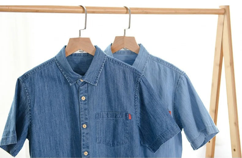 Denim shirt met korte mouwen