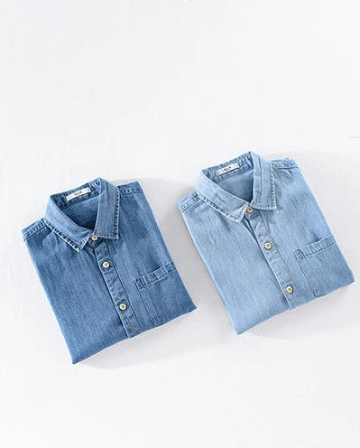 Denim shirt met korte mouwen