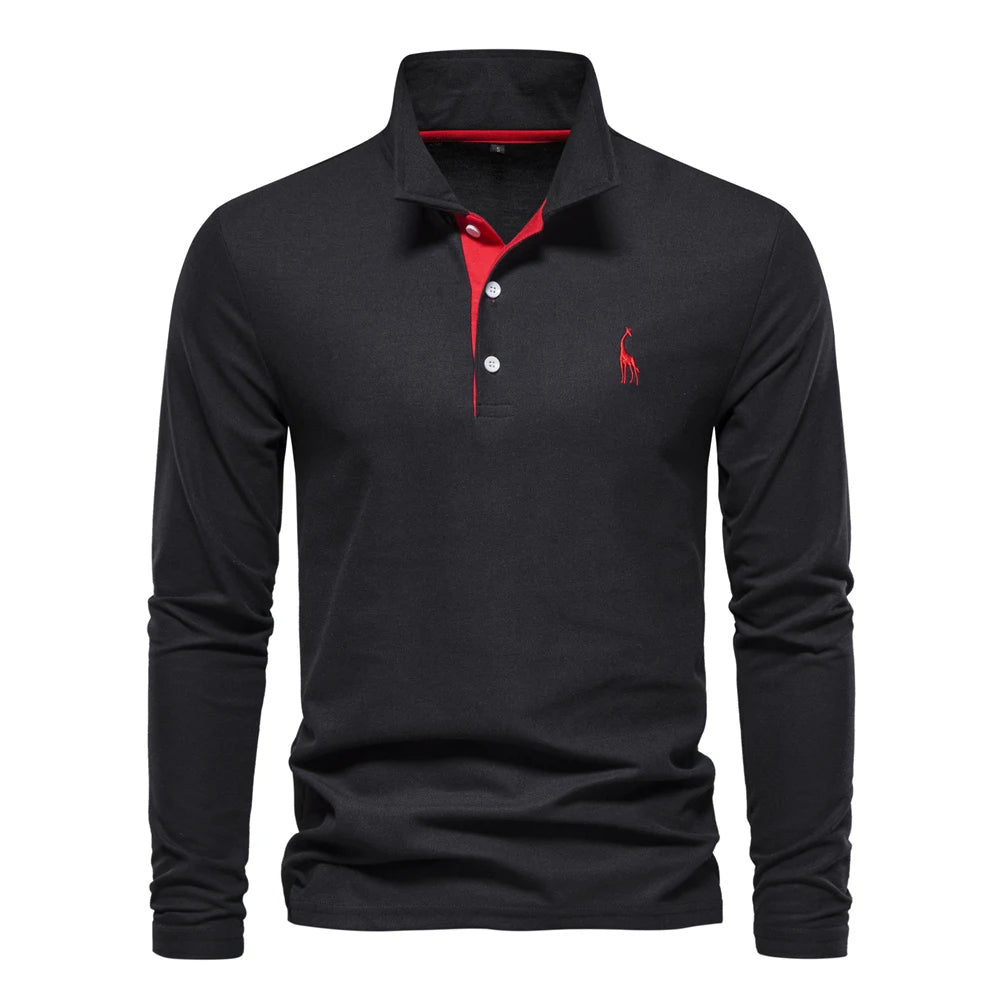 Casual Poloshirt Met Lange Mouwen