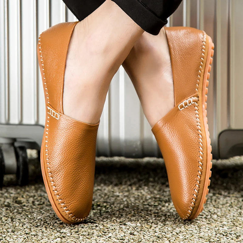 Licht leren Loafers
