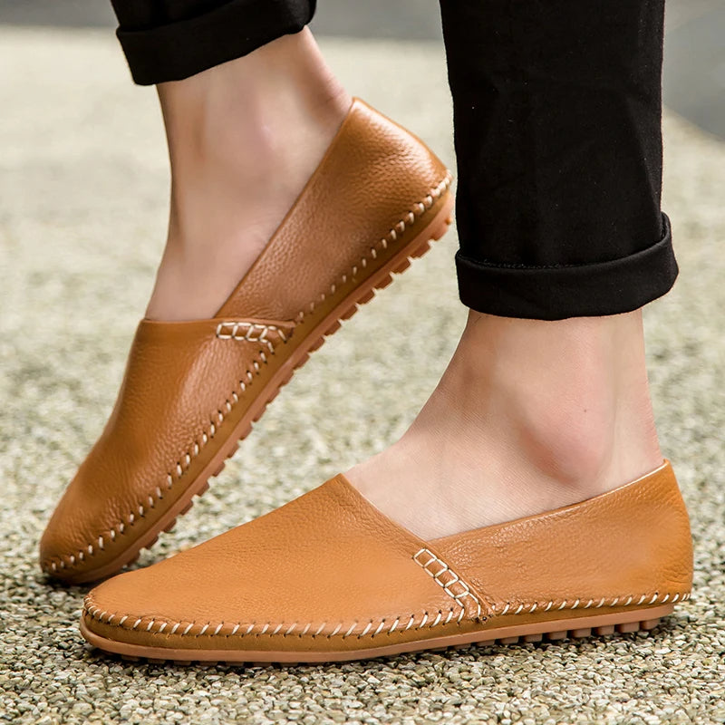 Licht leren Loafers