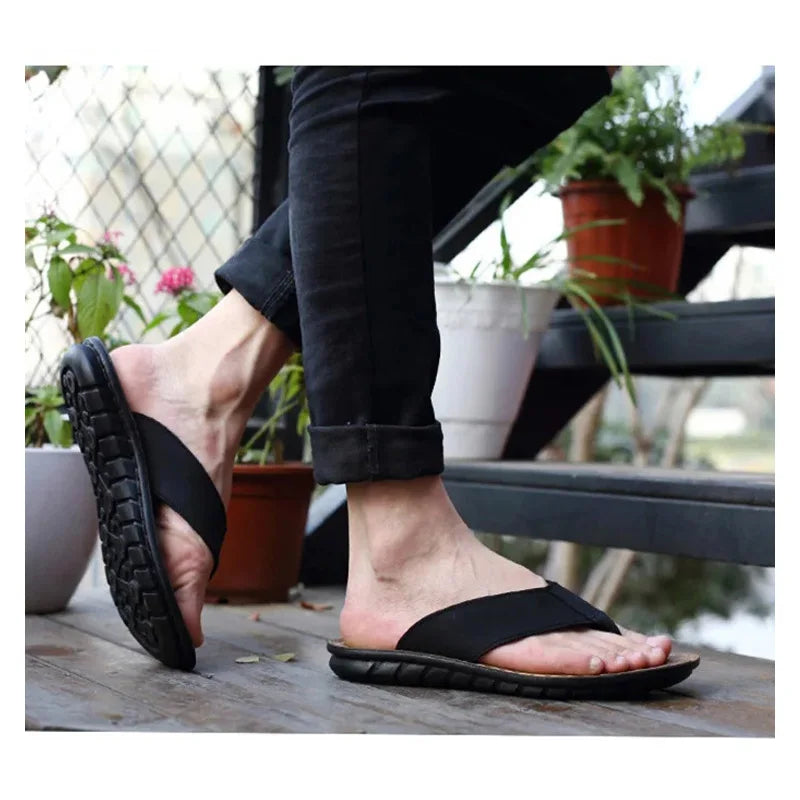 Leren herensandalen