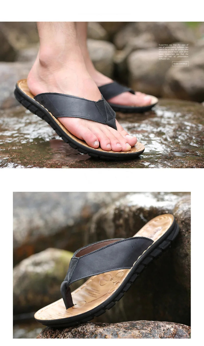 Leren herensandalen