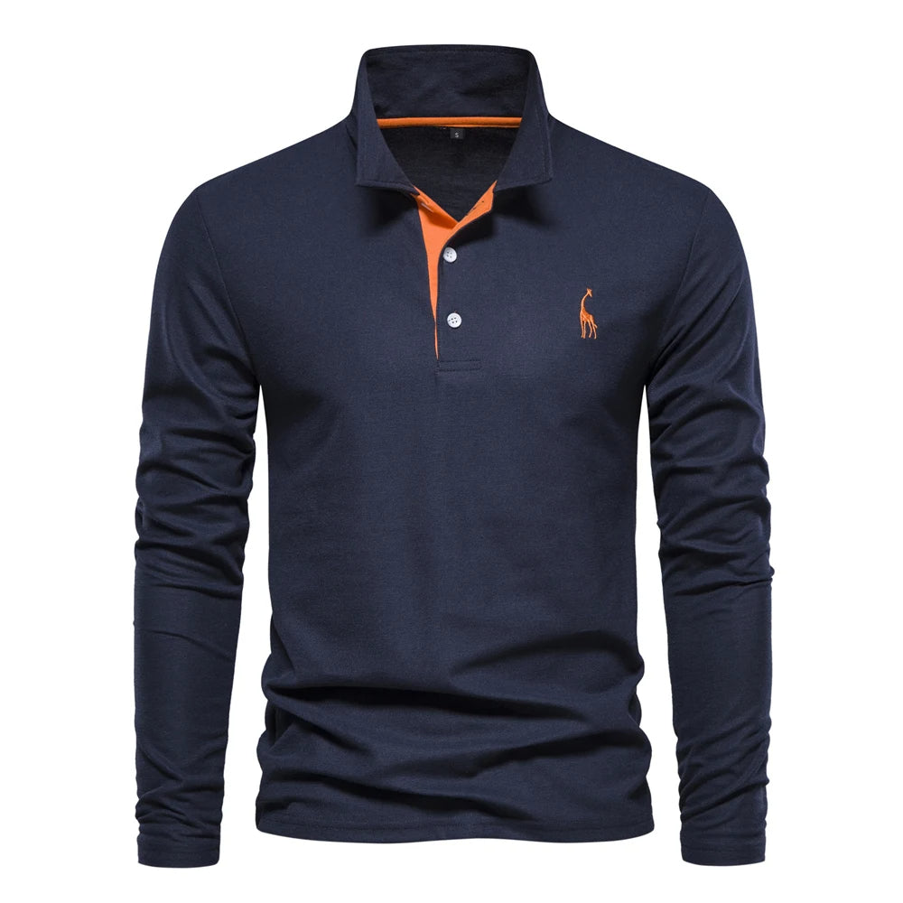 Casual Poloshirt Met Lange Mouwen