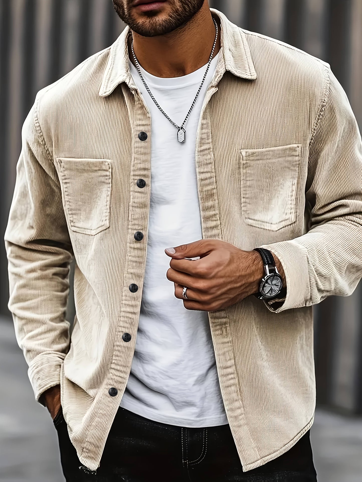 Casual vest van ribfluweel
