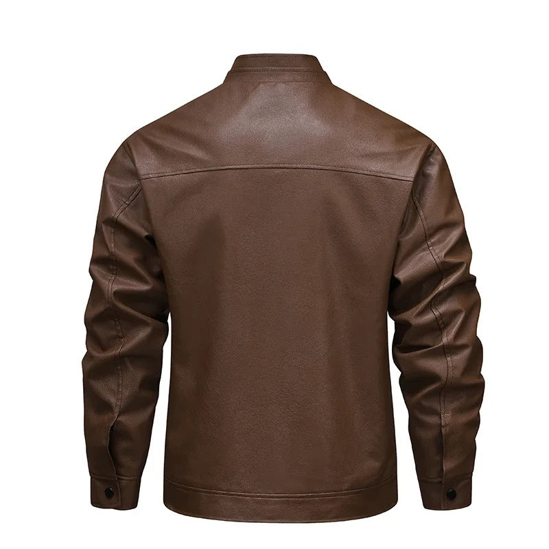 Vintage fleece gevoerde leren jas