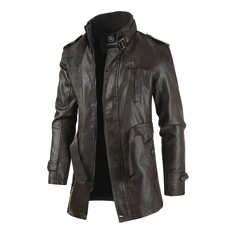 Elegante lange leren bikerjas