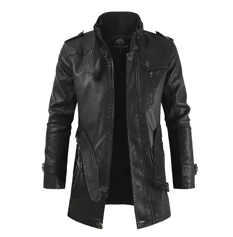 Elegante lange leren bikerjas