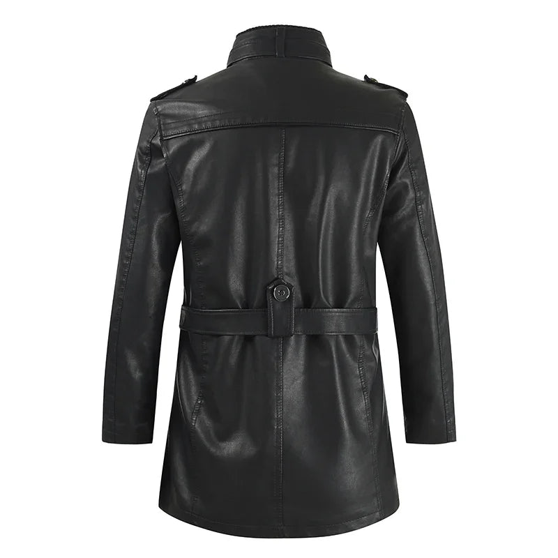 Elegante lange leren bikerjas