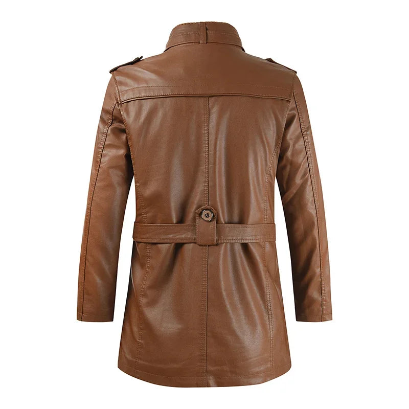 Elegante lange leren bikerjas
