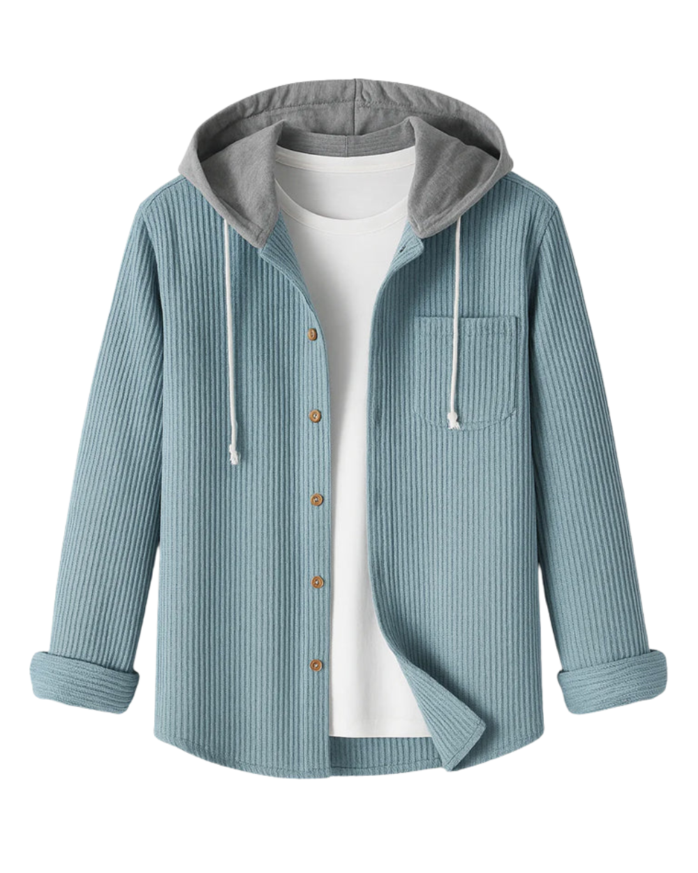 Corduroy Button Up Shirt met capuchon