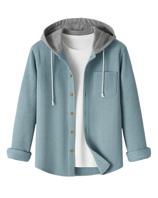 Corduroy Button Up Shirt met capuchon