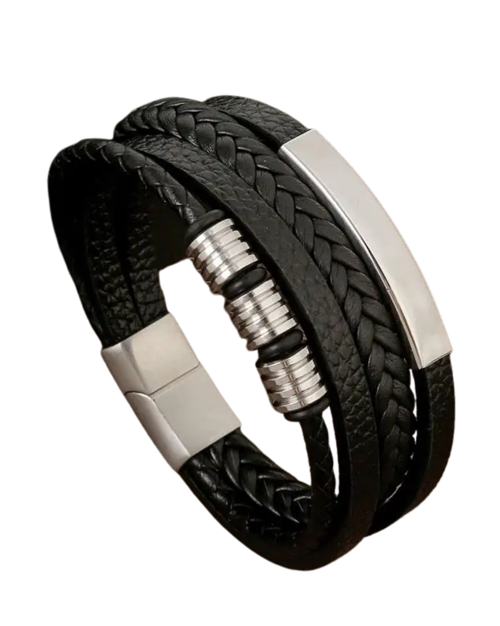 Elegante Geweven Leren Armband voor Mannen